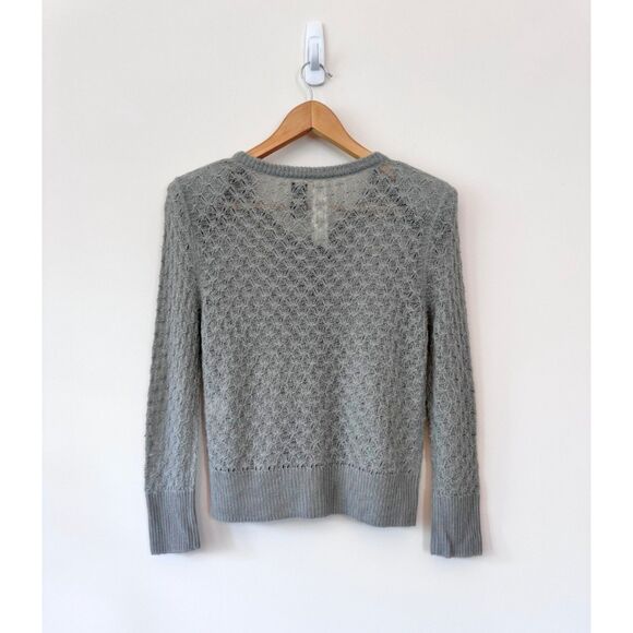 Bird by Juicy Couture Grey Cashmere Pointelle Knit Cardigan Size Medium - Picture 4 of 6